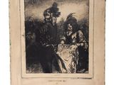 un vieux livre sur lequel figure la photo d'un homme et d'une femme assis sur un canapé