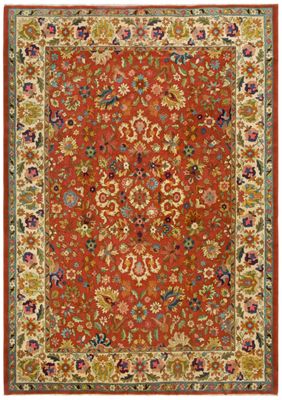 un tapis rouge à motifs floraux