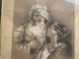 painting of a man and a woman with a white beard and turban