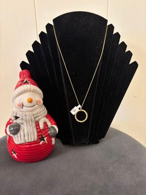 Collier en plaqué, avec pendentif anneau rond doré - Neuf, s…