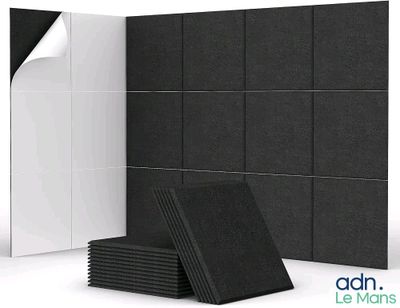 black and white acoustic foam panels with a sheet of black foam