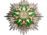 une image représentant une broche en forme d'étoile verte et dorée sur fond blanc