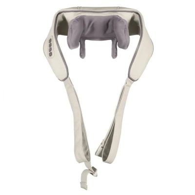 the back of a gray and white neck brace with a gray elephant on it