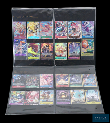 a lot of cards in a clear box on a black background