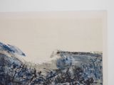 an image of a painting on a white wall with a black and blue design