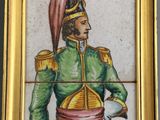 a picture of a painting of a man in a military uniform