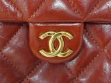 chanel brown quilted lambskin flap bag with gold cc logo
