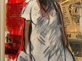 a painting of a woman in a white dress