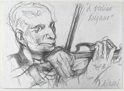 Valerio Adami (Né en 1935) Il violino tsigano