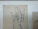 sketches of a man with a gun and a backpack