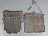 pair of antique silver mesh purses with chain handles and clasps