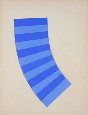 Albert CHUBAC (1925-2008) Composition courbe rayée bleue