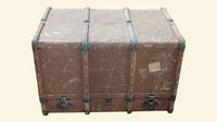Ancienne malle cabinet de voyage en bois gainé de toile endu… (photo 2)