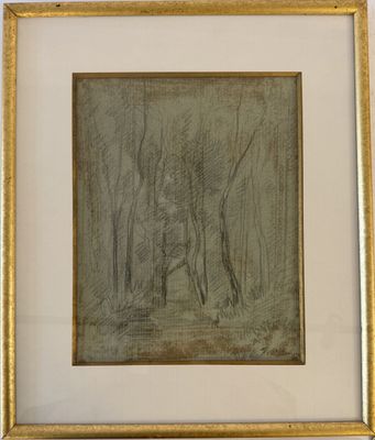 an image of a drawing of a deer in a wooded area