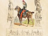 a drawing of a man riding on a horse