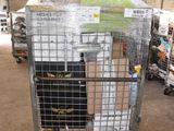 a large metal cart with a lot of boxes on it