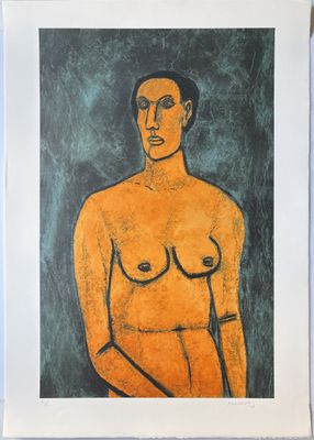 an image of a painting of a man with no shirt on