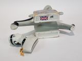 a toy airplane that has a british flag on it
