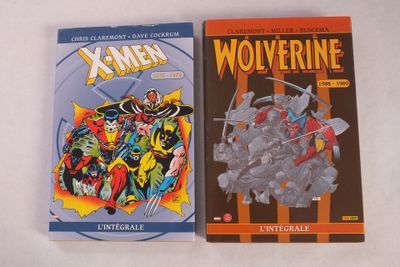 Wolverine et des bandes dessinées de Wolverine sur un fond blanc