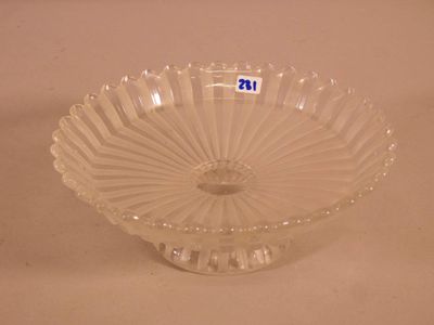 a clear glass bowl with a blue number on it