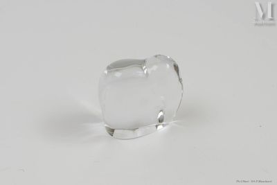 une photo d'un porte-brosse à dents en verre transparent posé sur une surface blanche