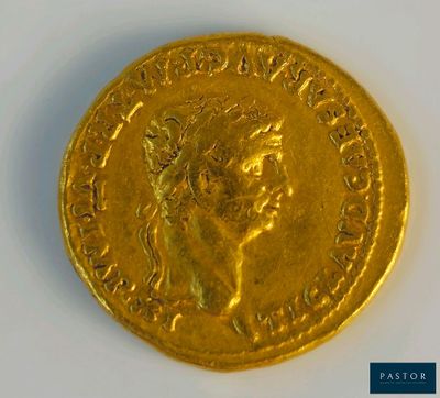 gros plan d'une pièce d'or sur une surface blanche