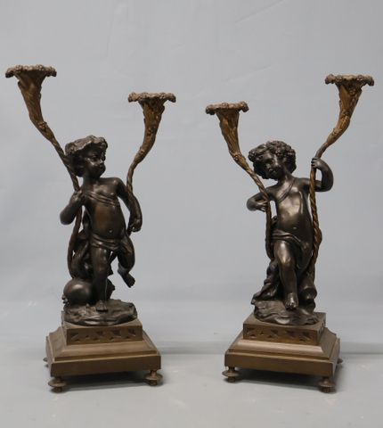 Claude Michel dit Clodion (d’après). Paire de candélabres à deux ...