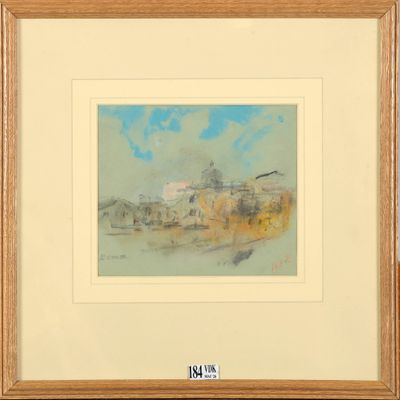 Pastel sur papier "Rome". Monogrammé en bas à droite H.