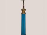 an image of a blue lamp with a white ball on top of it
