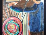 un tableau représentant un homme jouant du violon dans une pièce