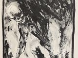 une image représentant un dessin en noir et blanc d'un squelette dans un cimetière