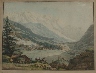 Carl Ludwig HACKERT (1740-1796). Vue de la vallée de Chamoun…