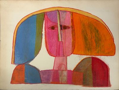 une image représentant un tableau d'une femme portant un chapeau coloré