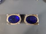 pair of blue glass and gold plated cufflinks