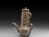 théière chinoise en bronze avec anse et couvercle