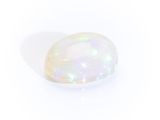 an oval white oplite stone on a white background
