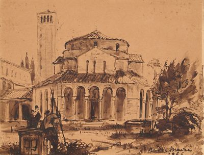 André Maire (1888-1984) Vue de l'église Santa Fosca à Torcel…