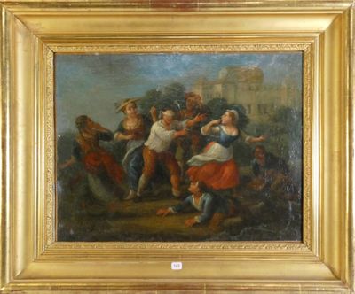 tableau représentant un groupe de personnes jouant au tennis