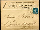 an old envelope with a stamp on it with a picture of a man