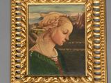 portrait d'une femme en robe verte, dans un cadre doré