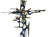 a cross made out of sticks and twigs on a white background