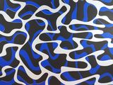 une photo d'une peinture abstraite bleue et noire