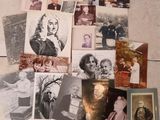 many old photos of people on a tile floor