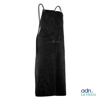 an image of a black apron hanging on a white wall