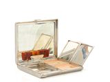 a silver case with a mirror on top of it