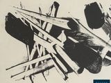 a black and white drawing of a bunch of sticks
