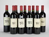 six bouteilles de vin rouge sont alignées