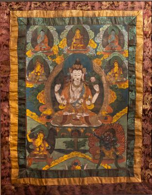 une image représentant un tableau où l'on voit un Bouddha assis sur une table