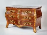 a chest of drawers with a marble top on a white background