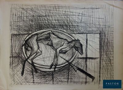 dessin représentant une assiette de nourriture posée sur une table, avec une fourchette et un couteau